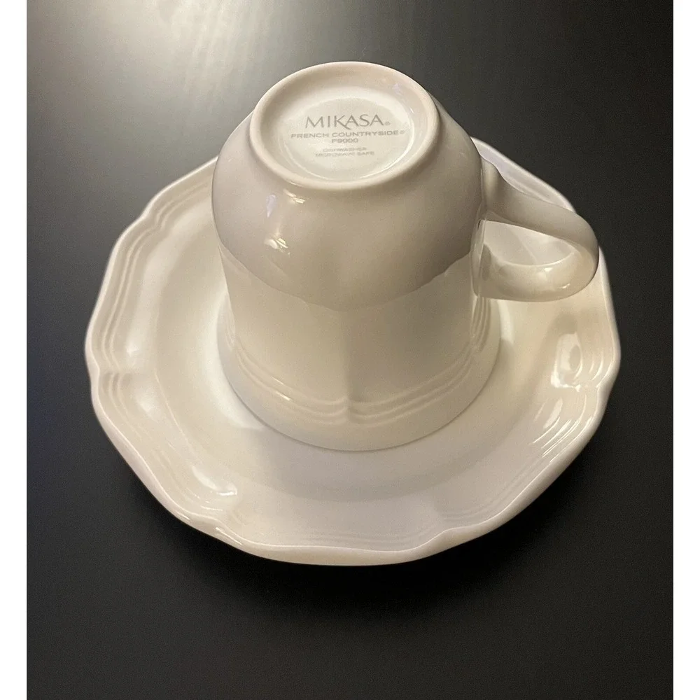 Set Of 4 Mikasa FRENCH COUNTRYSIDE F9000 Coffee/ Tea Mugs & Saucers Excellent - Picture 6 of 12